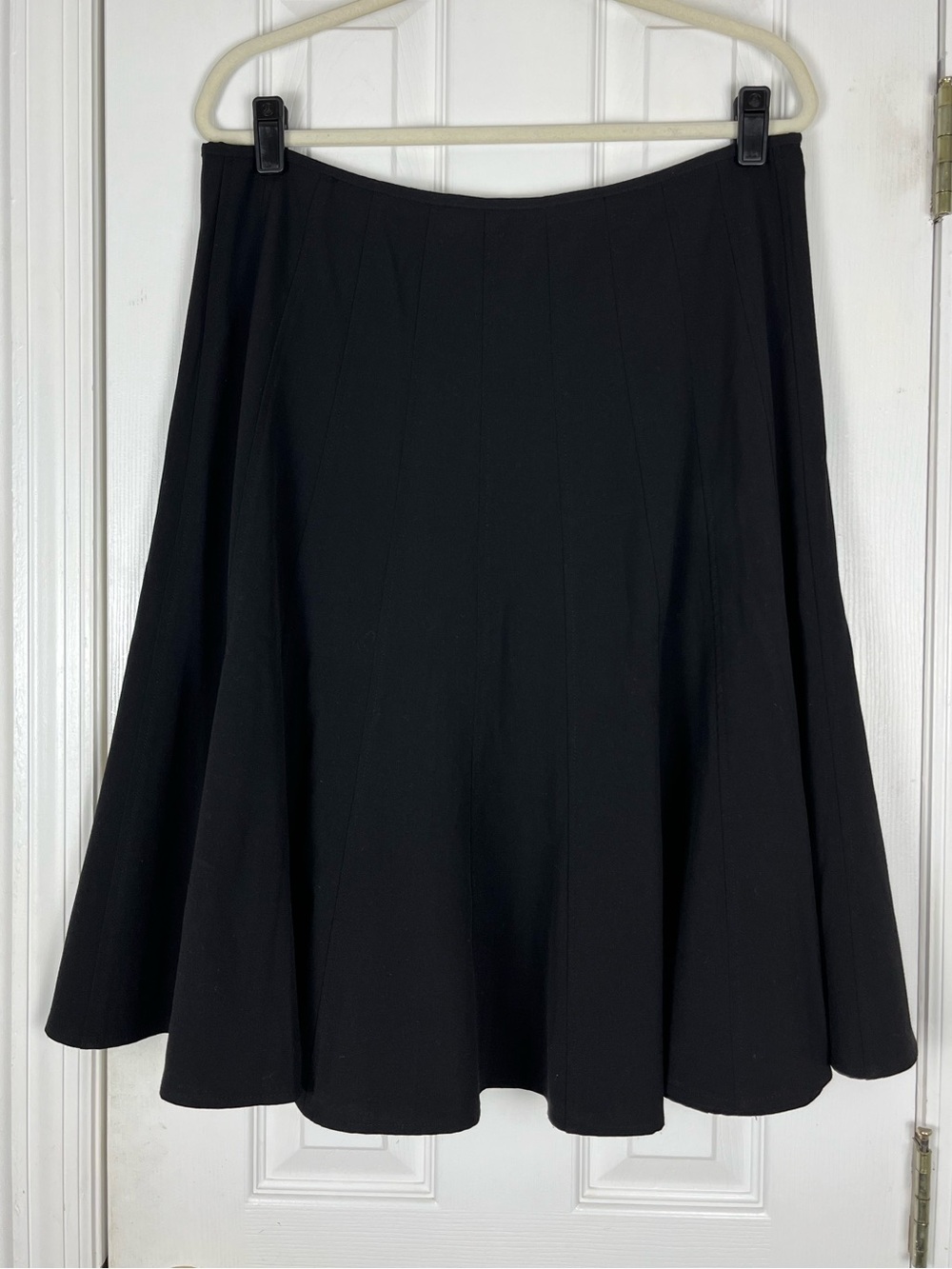 Vintage 90's Black Panel Flare Midi Skirt Sz 16W Stretch Career